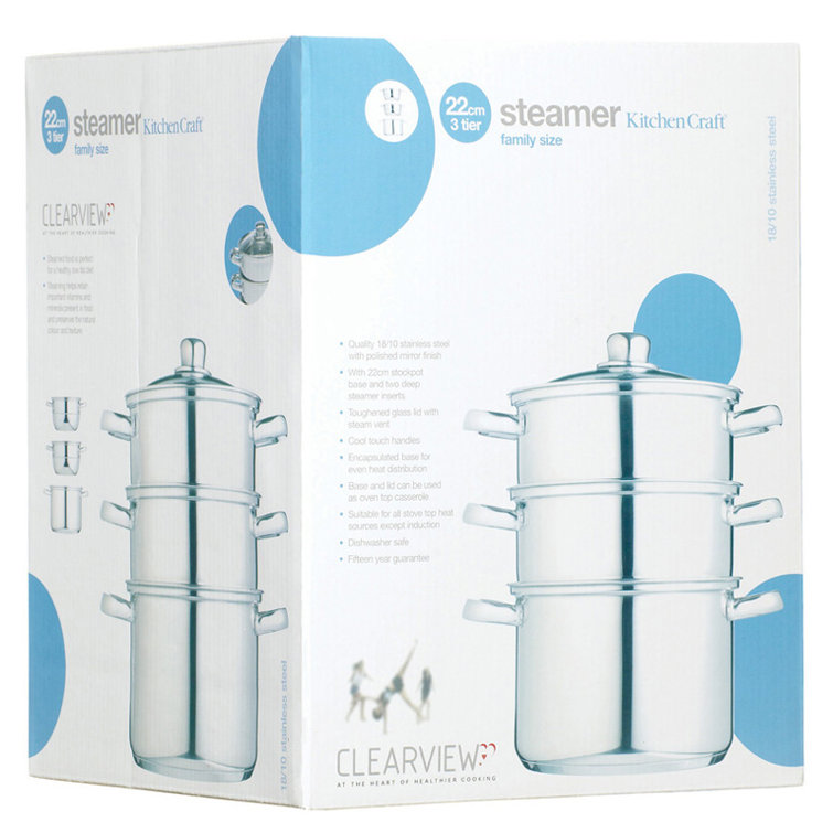 KitchenCraft Clearview 22cm Stainless Steel Steamer with 3 Tier Wayfair.co.uk